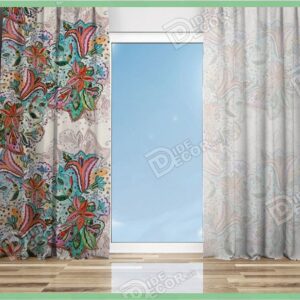 پرده پانچ گل سبز و قرمز M-162