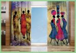 پرده پانچ نقاشی زن آفریقایی با کوزه بر سر M-35
