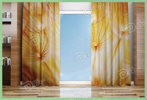 پرده پانچ گلدار زرد طرح قاصدک بزرگ M-50