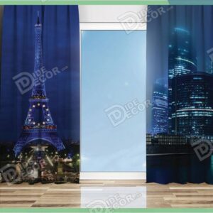 پرده پانچ اتاق منظره شب پاریس و برج ایفل M-69