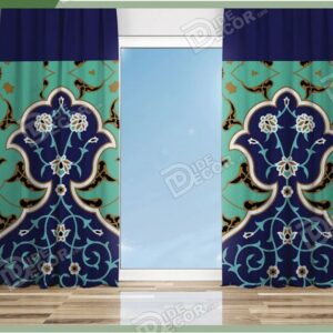 پرده پانچ کلاسیک کد P-37 به رنگ آبی و سبز بوده و مناسب اماکن مذهبی سالن مسجد و هیئت و تکیه