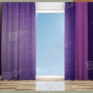 پرده پانچ مدرن کد P-39 فوق با طرح خطهای دایره ای شکل با کناره پرده ای به رنگ بنفش و ارغوانی