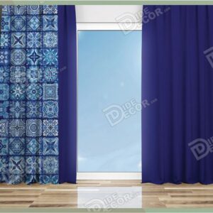 پرده پانچ P-64 رنگ سرمه ای اسلیمی آبی