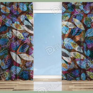 پرده پانچ طرح و مدل برگ‌های رنگی با زمینه تیره