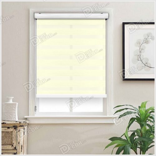 پرده زبرا چاپی تک رنگ کد ZCO-80 با رنگ شیری Lightyellow
