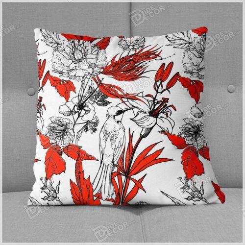 کوسن گل قرمز پرنده سفید PFP-17 کوسن گل قرمز پرنده سفید PFP-17