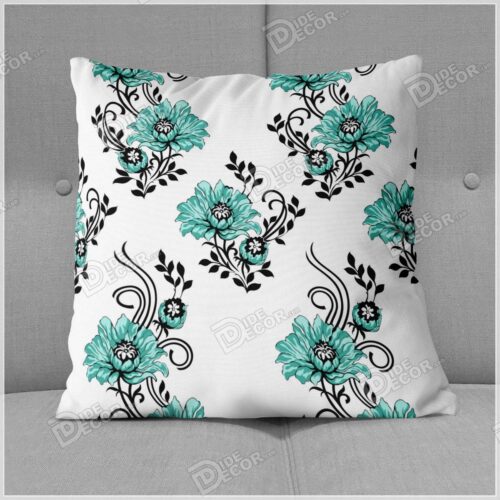 کوسن طرح گل سبز و سفید PFP-29