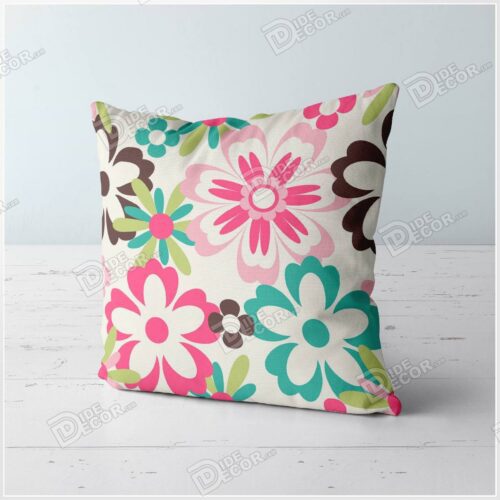 کوسن گل دار رنگ سبز و قهوه ای مشکی و سرخابی ZFP-24