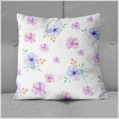 کوسن گلدار سفید گل صورتی و آبی ZFP-54