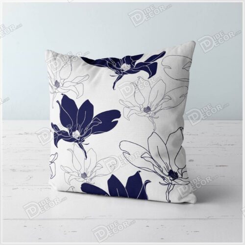 پرده زبرا نیلوفر آبی به رنگ های سفید و سرمه ای ZFP-62