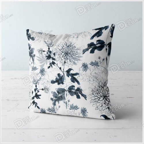 روکش کوسن گل داوودی رنگ مشکی سیاه دودی ZFP-68