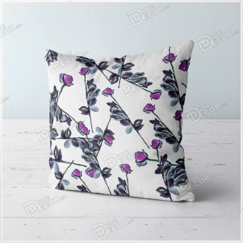 روکش کوسن گل سفید سیاه بنفش ZFP-71