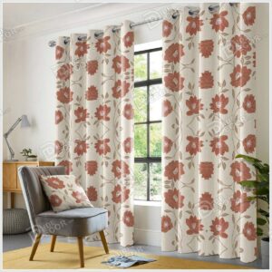 پرده پانچ گل قهوه ای سوخته تیره PFP-20