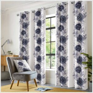 پرده پانچ گل رز مشکی سیاه خاکستری طوسی PFP-56