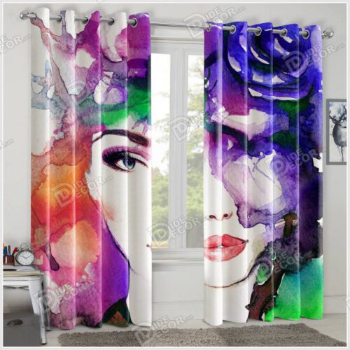 پرده پانچ چهره زن کد PSP-10 به رنگ آبی و بنفش بوده و دارای تصویر صورت دختری به رنگ سفید پرده پانچ چهره زن کد PSP-10 به رنگ آبی و بنفش بوده و دارای تصویر صورت دختری به رنگ سفید