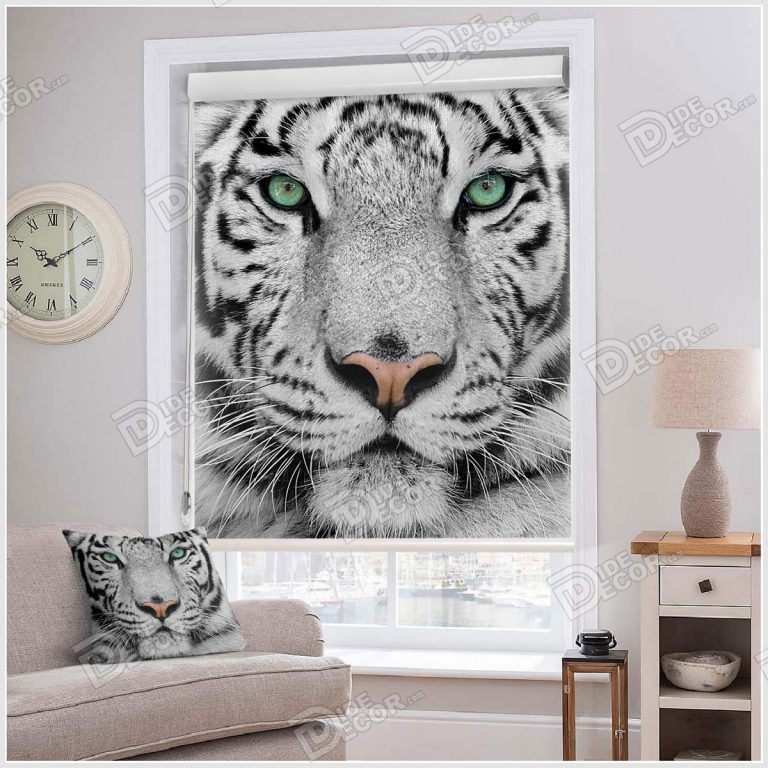 پرده شید طرح تصویر حیوان ببر سیاه و سفید اتاق نوجوانان پسرانه SAP-16