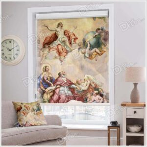 پرده شید نقاشی کد SCP-11 با اثری از میکل آنژ نقاش قرن 15 و 16 بوده و شامل چند فرشته کوچک و بزرگ بر روی ابر است