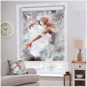 پرده شید نقاشی کد SSP-15 با تصویری از دختر بالرین در حال رقص باله