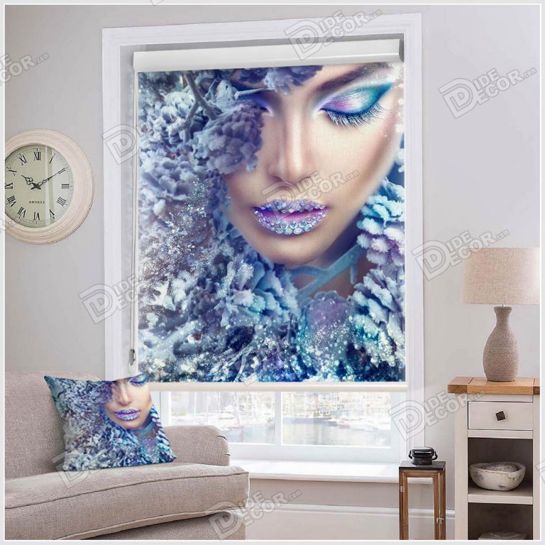 پرده شید چهره تصویری صورت دختر با مو های یخ زده مناسب سالن زیبایی بانوان SSP-28