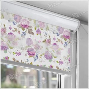 پرده زبرا گلدار گل رز رنگ سرخابی و آبی ZFP-16-1