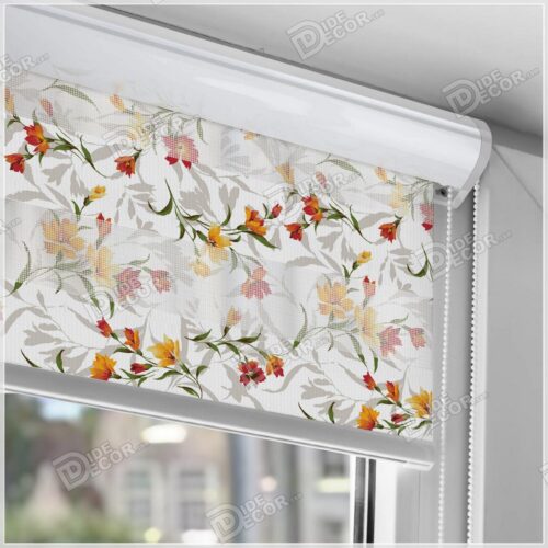 پرده زبرا چاپی گلدار گل و غنچه های زرد و قرمز کد ZFP-18-1 پرده زبرا چاپی گلدار گل و غنچه های زرد و قرمز کد ZFP-18-1