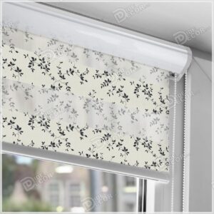 پرده زبرا گل دار برگ ریز پیچ در پیچ رنگ سیاه ZFP-22