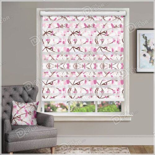 پرده زبرا گل رنگ صورتی و سرخابی ZFP-27