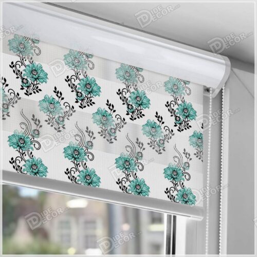 پرده زبرا گل و غنچه سبز و شاخه و برگ ZFP-35