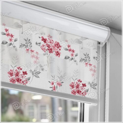 پرده زبرا گل قرمز و شاخه و برگ طوسی ZFP-37 پرده زبرا گل قرمز و شاخه و برگ طوسی ZFP-37