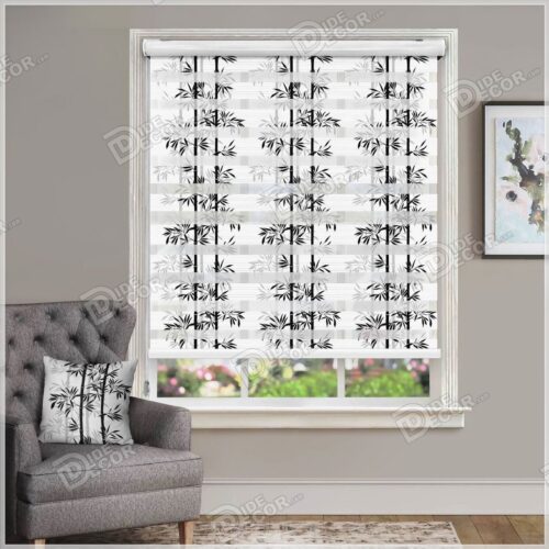 پرده زبرا گیاه نی بامبو مشکی سیاه ZFP-53