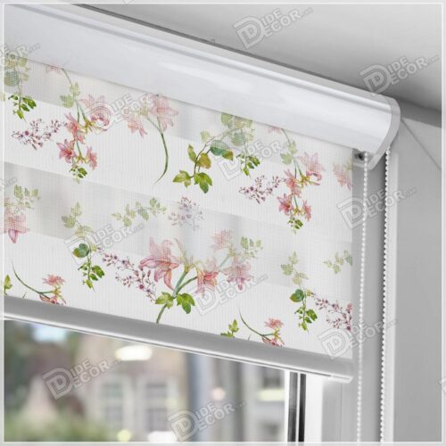 پرده زبرا گل دار چاپی ZFP-65 گل شیپوری صورتی و سرخابی و با شاخ و برگ سبز رنگ پرده زبرا گل دار چاپی ZFP-65 گل شیپوری صورتی و سرخابی و با شاخ و برگ سبز رنگ