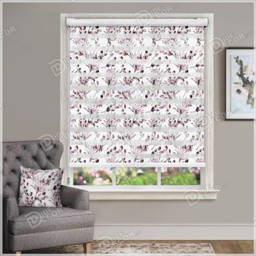 پرده زبرا گل بنفش سفید ZFP-66 پرده زبرا گل بنفش سفید ZFP-66