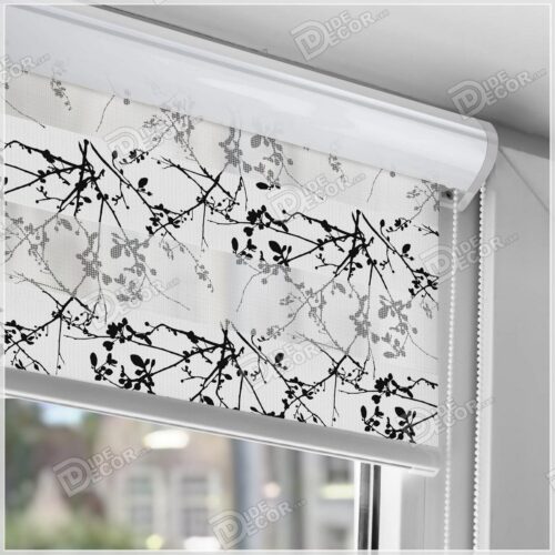 پرده زبرا چاپی شاخه گل و شکوفه سیاه مشکی ZFP-67 پرده زبرا چاپی شاخه گل و شکوفه سیاه مشکی ZFP-67