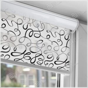 پرده زبرا چاپی خطوط پیچ دار و موجی شکل مشکی رنگ کد ZFP-70