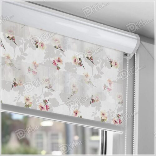 پرده زبرا چاپی سفید گل رز ZFP-75 پرده زبرا چاپی سفید گل رز ZFP-75