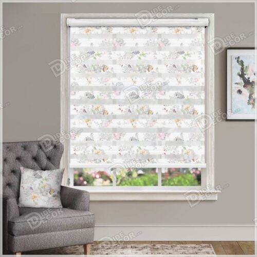 پرده زبرا چاپی گل و پروانه ZFP-76