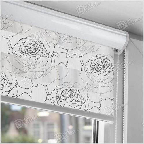 پرده زبرا گلدار گل رز سیاه بزرگ ZFP-89-1