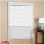 پرده دابل شید راشل طرح موج و خطوط نا مرتب رنگ سفید کد 01-3513 white color shades blinds