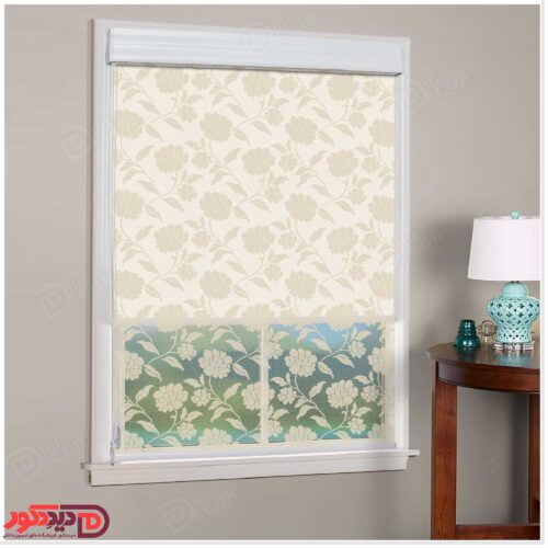 پرده دو مکانیزه راشل گل درشت رنگ کرم کد 02-3514 cream flower double shades blinds