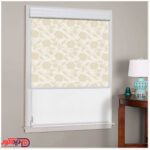 پرده دو مکانیزم راشل گل بزرگ رنگ کرم کد 02-3514 cream flower double shades blinds