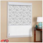 پرده دبل شید راشل گلدار درشت رنگ خاکستری کد 03-3514 gray flower double shades blinds