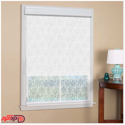 پرده دبل شید راشل توری گل رنگ سفید کد 01-3519 white double shades blinds floral