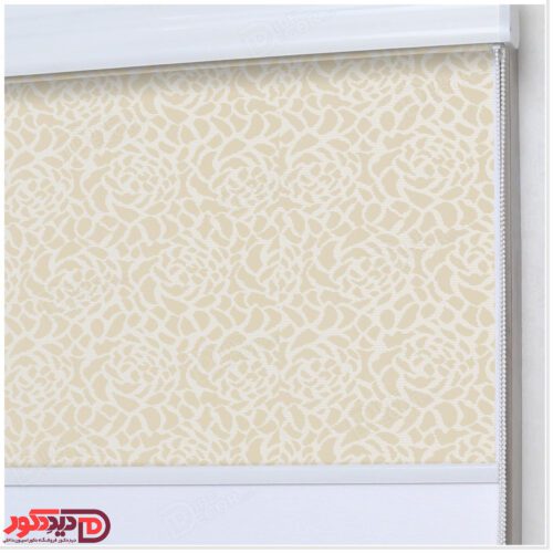 پرده دو مکانیزم راشل تور گل رنگ کرم کد 02-3519 cream double shades blinds floral