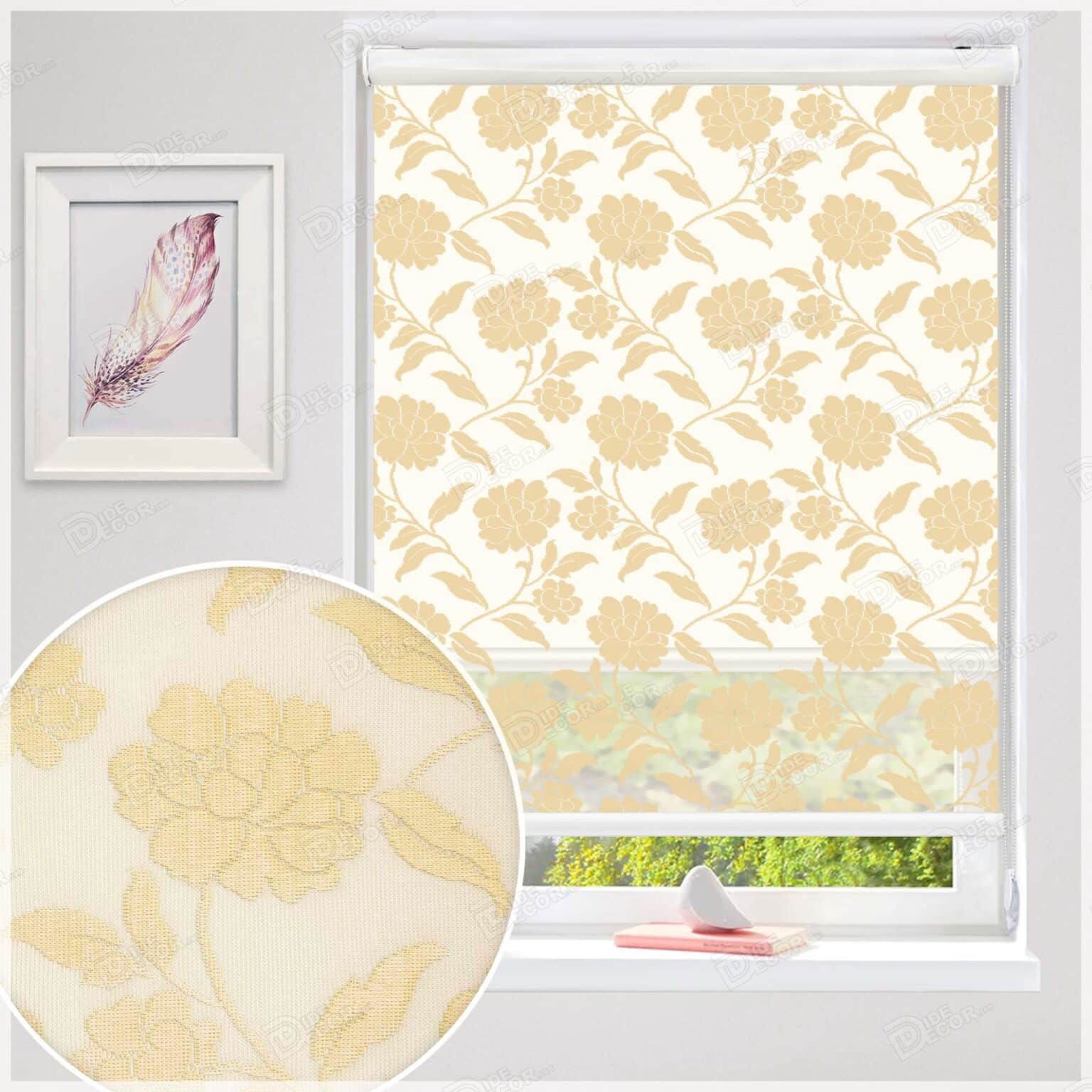 پرده شب و روز راشل گل بزرگ رنگ کرم کد 02-3514 cream flower double shades blinds