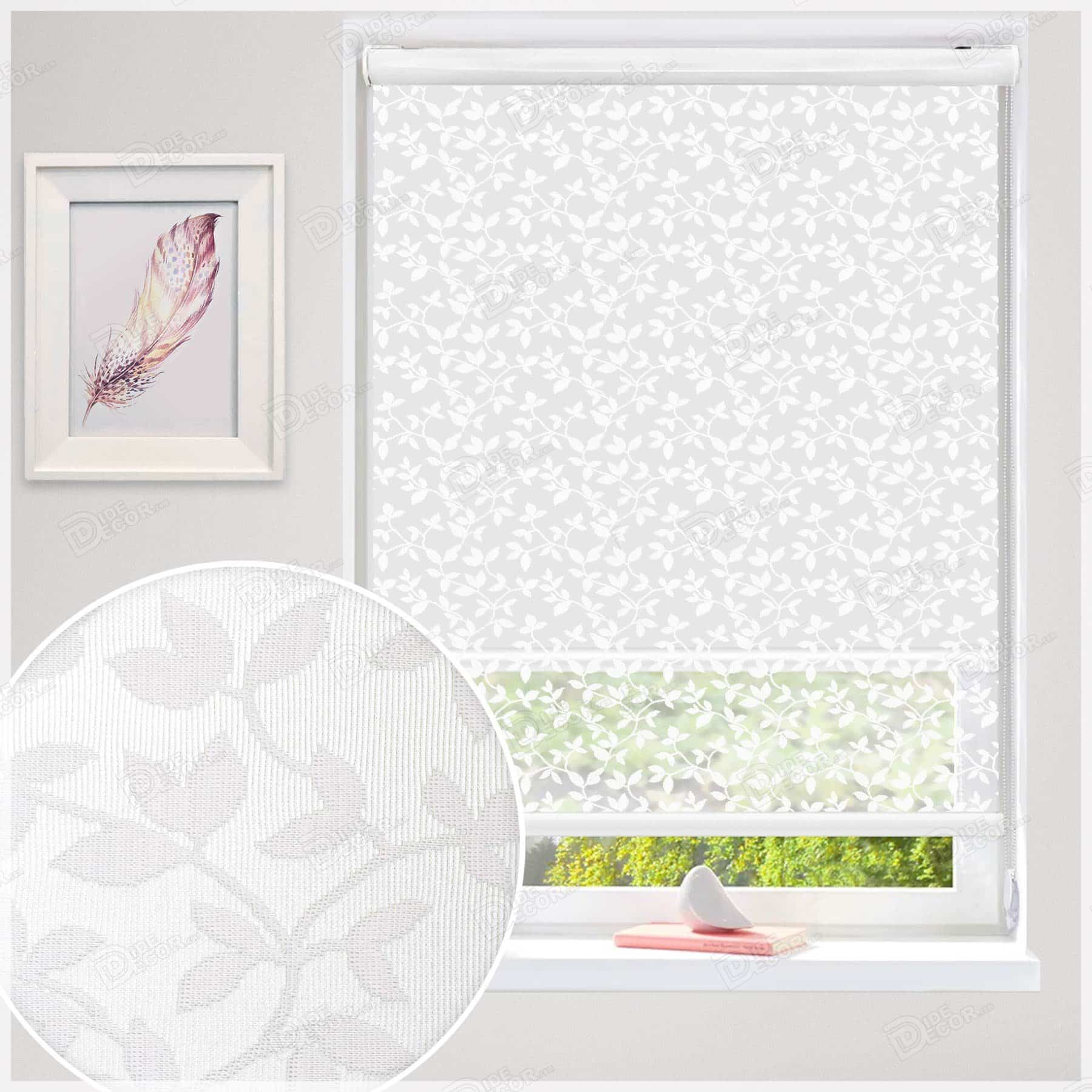 پرده شب و روز راشل تور با شاخه و برگ رنگ سفید کد 01-3516 white double shades blinds