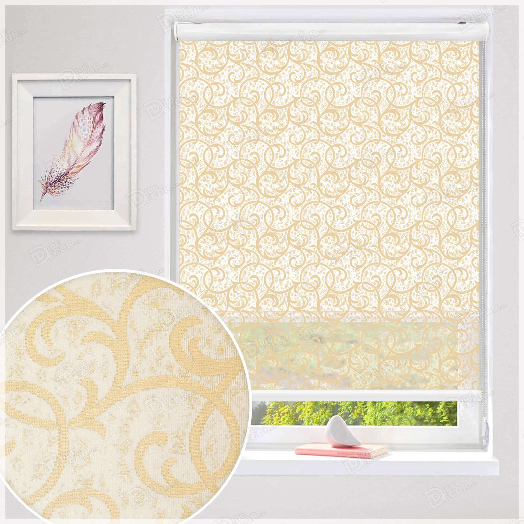 پرده شب و روز راشل کد 02-3518 رنگ کرم طرح دانه برفی cream shades blinds