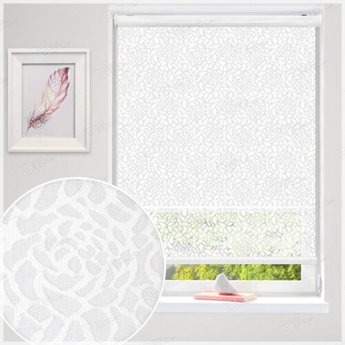 پرده شب و روز راشل تور گل رنگ سفید کد 01-3519 white double shades blinds flower