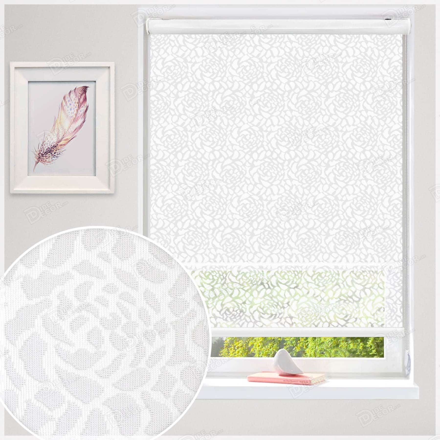 پرده شب و روز راشل تور گل رنگ سفید کد 01-3519 white double shades blinds flower