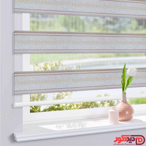 پرده زبرا طرح پلیسه رنگ کرم روشن با رگه های طلایی و موج های قهوه ای 980055-09 B پرده زبرا طرح پلیسه رنگ کرم روشن با رگه های طلایی و موج های قهوه ای 980055-09 B