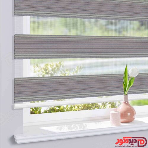 پرده زبرا طرح دار پلیسه قهوه ای با رگه های زر باف براق کد 983902-05-2